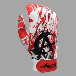 Anarchy Bats Anarchy Premium Batting Gloves- Abstract Red/White/Black