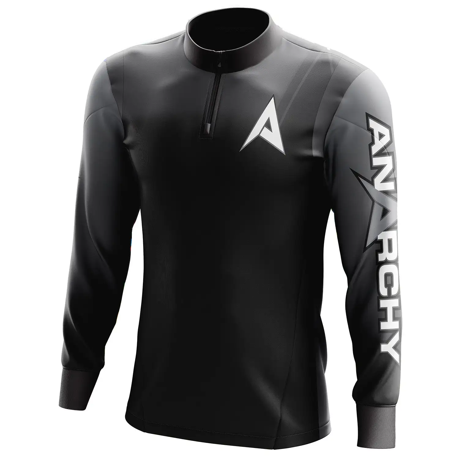 Anarchy Bats Anarchy Bat Company Long Sleeve Quarter Zip - Gray/Black Fade 1 Anarchy Bats Anarchy Bat Company Long Sleeve Quarter Zip - Gray/Black Fade