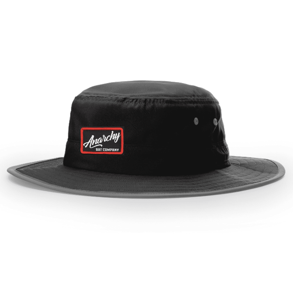 Anarchy Bats Anarchy Bucket Hat Black With Black/Red Script Patch 1 Anarchy Bats Anarchy Bucket Hat Black With Black/Red Script Patch