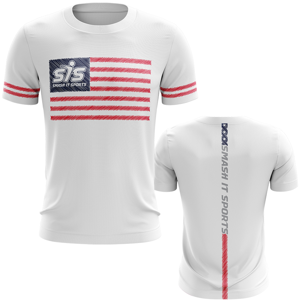 Anarchy Bats Smash It Sports Short Sleeve Shirt - Flag (White/Red/Blue) 1 Anarchy Bats Smash It Sports Short Sleeve Shirt - Flag (White/Red/Blue)